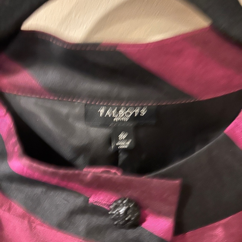 Talbots Burgundy and Black Striped Silk Blouse 8P - Picture 3 of 4